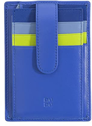 DUDU Porta Carte di Credito in Pelle Multicolore Sottile Slim Uomo Donna con 9 Slot e Chiusura di Sicurezza Fiordaliso