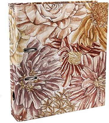 Rhodia 120025C - Rhodia ORANGE Botanique - Ordner für DIN A4-Blätter, 21 x 29,7 cm, Rücken 7cm, Deckel soft touch, mit Blumenmotiven, 1 Stück