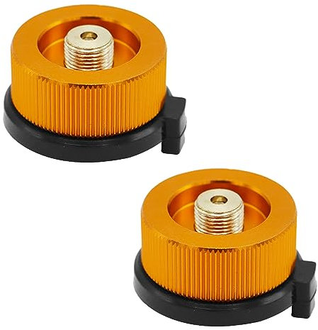2 Piezas Conector Bote de Butano Acampar, Conector de Quemador Portátil, Convertidor de Tanque de Gas, Conector de Cocina de Camping, para Camping al Aire Libre Estufa(Amarillo)
