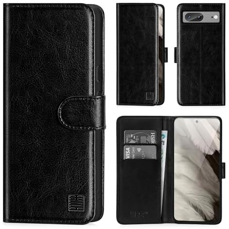 32nd Book Wallet PU Leather Case Cover for Google Pixel 8, Flip Case With RFID Blocking Card Slots, Magnetic Closure and Built In Stand - Black