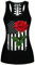 Ocean Plus Femme Crâne Sport Débardeurs Gothique Cache-cœur Gilet d'entraînement sans Manches Chemise Criss Cross Noir T-Shirt Halloween (M (Brustumfang: 86 cm), Bannière étoile de Rose Rouge)