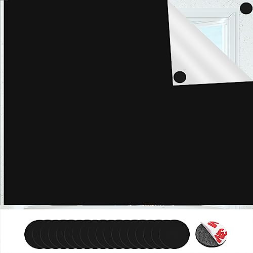 Portable Blackout Blinds 145*100cm Blackout Material Stick on Black Out Blinds Curtain Temporary Window Blinds No Drill Blinds Blackout Window Cover with Magnetic Patch for Baby Nursery Bedroom Travel
