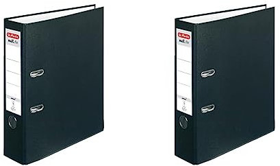 Herlitz 5480801 Ordner maX.file protect A4 (8 cm mit Einsteckrückenschild) schwarz (Packung mit 2)