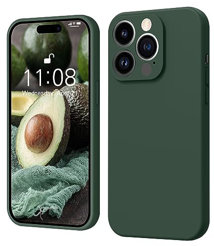 iPhone 14 Pro Hülle Silikon Case, ElestBela Hanyhülle iPhone 14 Pro Ultra Dünn Slim mit Microfiber, Kratzfeste Rundumschutz Case Schutzhülle Hülle für iPhone 14 Pro 6.1'' Dunkelgrün
