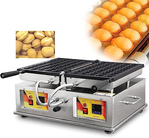 MAXCBD Electric Waffle Maker Commercial 100PCS Egg Ball Shaped Waffle Machine 1500W Non-Stick Cake Maker Snack Machines w/2 Reversible Pans, Bubble Waffle Machine