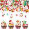Catelves 60 Stück Weihnachten Essbare Tortendeko,Weihnachten Cupcake Topper,Deko Kuchen Essbar Weihnachtskuchen Dekoration,Weihnachten Deko Torte,Santa Claus Muffin Deko,Frohe Weihnachten Tortendeko