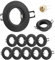 Doughelec 10er Einbaustrahler GU10 Rahmen Aluminium Schwarz, Einbaurahmen Spot Einbauspots Rund Flach 68mm Lochdurchmesser inkl GU10 Fassung für LED Halogen Einbauleuchten Decke, 60-70mm 230V Matt DN