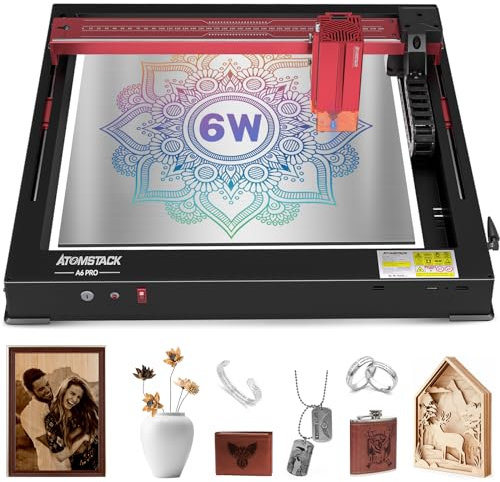 ATOMSTACK A6 Pro Laser Engraver, 40W Lasergraviermaschine 6W Lasertreiberleistung, Aluminiumlegierung Laser Gravier Cutter für Holz Metall Bastelpapier Acryl Leder, 365 * 305mm