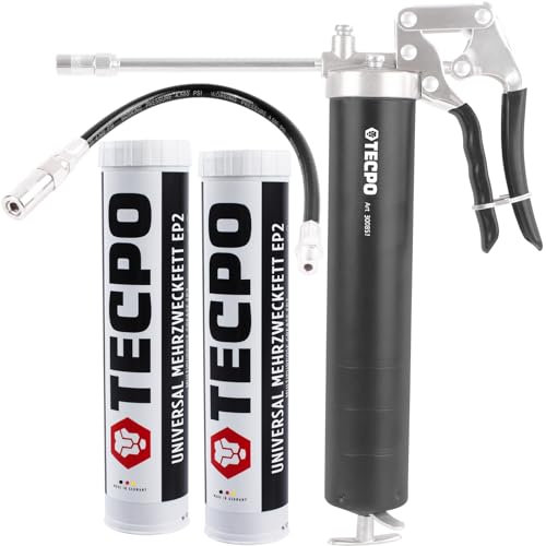 Pressa per grasso a mano con una sola mano + grasso multiuso EP2, grasso al litio 2 x 400 g