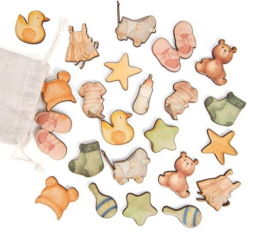 Logbuch-Verlag Babyparty Deko neutral 24-TLG. Baby Motive Junge & Mädchen Babygeschenk Basteln Gender Reveal Tischdeko Streudeko 3-4 cm