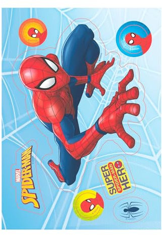 Dekora - Silhouette de gaufrette comestible avec motif Spiderman - Décoration de gâteau A5 - Idéal pour les anniversaires et les célébrations 14,8x21cm