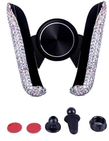 Bling Car Phone Holder Mini Car Dash Air Vent Automatic Phone Holder 360°Adjustable Crystal Car Phone Holder Accessories