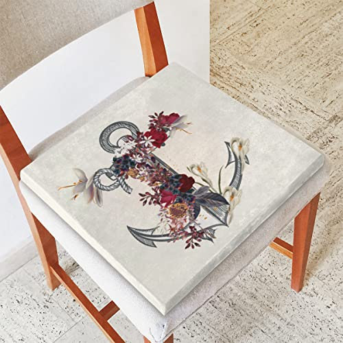 Generisch Kissen, Vintage-Anker-Rose, florales Memory-Schaum-Stuhlkissen, weich, waschbar, Bequeme Stuhlauflage, quadratisches Kissen mit Reißverschluss für Küche, Büro, Sofa, Zuhause, Stuhl
