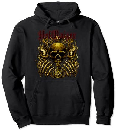 HellRaizer Gold Totenkopf Medaillon Rap Hip Hop Pullover Hoodie