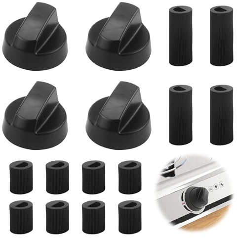 4 manopole universali per interruttori manopole rotanti per stufe per stufe con 12 adattatori manopole di controllo nere, per tutti i tipi di forni piani cottura stufe elettriche parti di ricambio