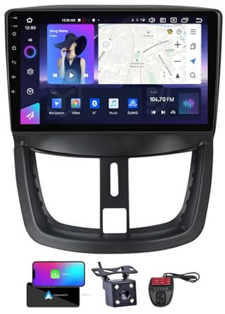 ZZPHKK 9 Zoll Android 13 Double DIN Car DAB+ Radio für Peugeot 207 2006-2015 mit Wireless CarPlay Android Bluetooth/4G WiFi/FM RDS Auto Radio Player/Lenkradsteuerung/DSP Stereo(NF-3)