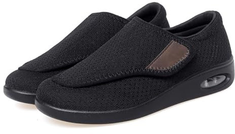 MONDEX Diabetiker Schuhe Damen Extra Weit Bequemer Verbandschuhe Polyneuropathie Schuhe Orthopädische Gesundheitsschuhe Senioren Schuhe mit Klettverschluss,Schwarz,40