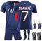 Czzovos Fußballtrikot für Kinder, Nr.7 Fußball Trikot Herren Fussball, Fußballtrikot Set Kinder T-Shirt und Shorts Jersey Fußballtrikot mit Socken für Kinder und Knieschützer im Set (26)