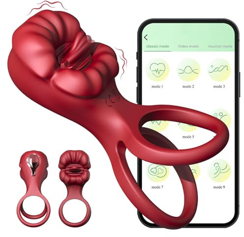 App Penisring Sex Spielzeug Für Die Paare Extrem Sex Penis Vibrator,9 Zungenlecken + Vibrationsmodi,für Klitoris Stimulator & Penis Vergrößerung Zeit Verlängern