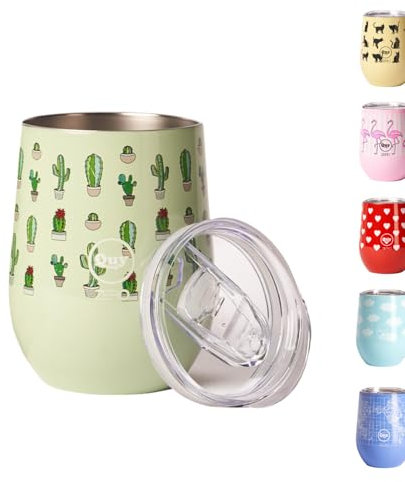 Tazza Termica in Acciaio Inossidabile con Tappo Termico - 300ml - Design Italiano Cup Thermo Cactus (Doppia Parete) Mantiene: 6 ore caldo e 12 ore freddo | Ideale per Tisane, Thè, Latte