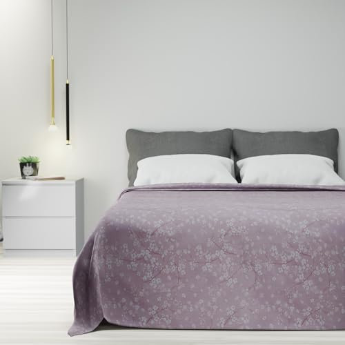Byour3 - Copriletto Matrimoniale FANTASIA 100% Cotone Letto Singolo Piazza e Mezza Telo Arredo Copritutto Multiuso Coperta GrandFoulard Morbido Lavabile (Sakura Rosa, Singolo)