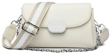 JANSBEN Umhängetasche Damen Veganleder Handtasche Abendtasche Handytasche 3 Fächern Crossbody Bag Clutch Schultertasche mit Verstellbar Abnehmbar Breiter Gurt