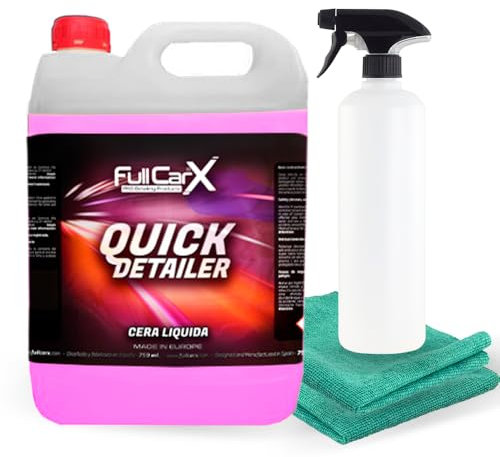 FULLCARX Quickdetailer 5 Litros Cera Líquida Quick Detailer Coche Alto Brillo, Efecto Instantáneo, Coating Protector Realza Color Pintura Carrocería, Uso Rápido Producto Limpieza Detailing Profesional