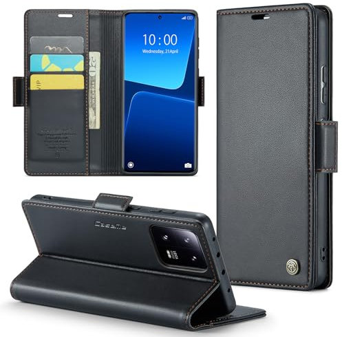 Phernykas Handyhülle für Xiaomi 13 Pro Hülle Leder,Magnetische Klapphülle mit kartenfach und Standfunktion Smartphone Schutzhülle Lederhülle Xiaomi 13 Pro Flip Book Case (Schwarz)