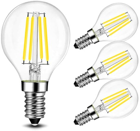 BRIMAX E14 Led Light Bulb Cool White, 6W Small Screw Light Bulb 60W Equivalent, E14 Golf Ball Bulb Dimmable, Energy Saving Light Bulbs for Daily Use,4 Packs