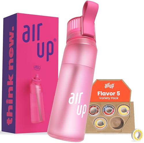 air up® water bottle (22 oz) for school, sports, gym | includes 5 scent pods & straw | flavored bottle in hot pink – also for kids, boys, girls | no calories, sugar-free and suitable for carbonation