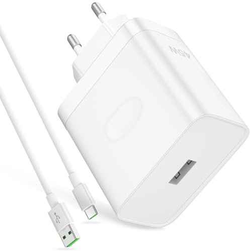 45W USB Ladegerät für Oppo SuperVooc Charge,USB Netzteil mit 6A USB C Ladekabel 1m Vooc Charge Adapter für Oppo Reno 12F 11F A80 A18 Oneplus 13 12R Nord 4 3 Nord CE 4 Lite 2T 11 10 Pro realme 12+ 12x