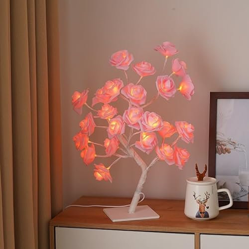 Ulalaza Rosenbaum Licht mit 24 Leds USB-Versorgung Warm Draht Bettseite Licht mit Schalter für Home Room Dekor