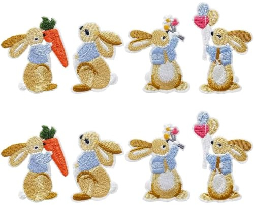 8Pcs Rabbit Applique Patches Iron On/Sew On Embroidered Patch for Jackets Jeans Bag Shoes T-Shirt Hat