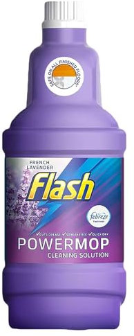 Flash Powermop Liquid Refill 1.25L - Floor Cleaner for Sealed Floors - French Lavender or Citrus Scent - Fast Drying, Streak-Free, Cuts Grease and Grime Lavender -1.25L x 1 Bottle
