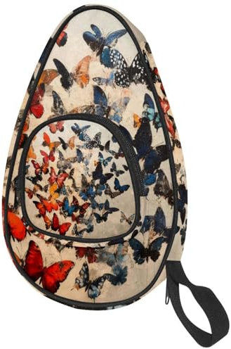 VAPOKF Tischtennisschlägerhülle, Grunge Butterfly Ping Pong Schlägertasche, Tischtennisschlägertasche, Paddeltasche mit Tasche für 4–5 Bälle
