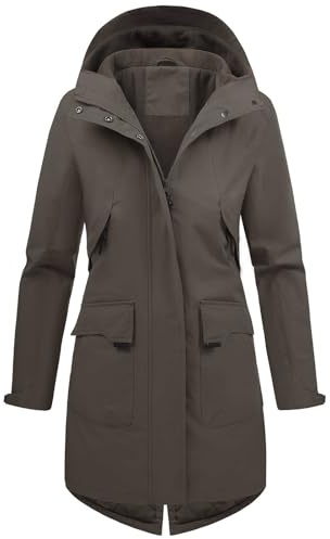 Vancavoo Übergangsjacke Damen Wintermantel Lang Leichte Jacke mit Kapuze Softshellmantel Übergang Mantel Parka Übergangsmantel für Frühling Herbst