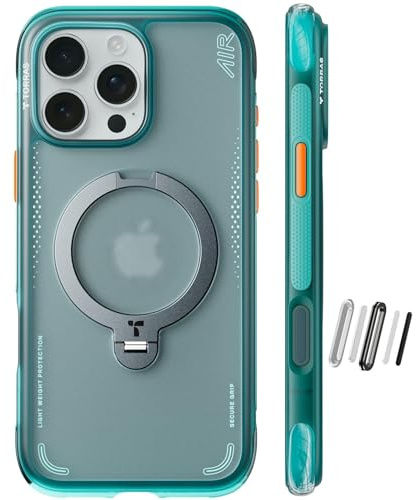 TORRAS Ostand Q3 Air - Custodia per iPhone 16 Pro Max con airbag reali, protezione militare, adatta per MagSafe per iPhone 16 Pro Max, antiurto, blu navy