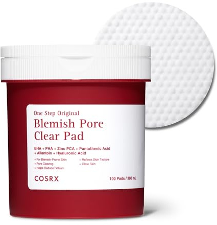COSRX OneStep Original Blemish Pore Clear Pad, 100 Pads, Dual-Sided Facial Pad for Exfoliation, Pore Care & Hydration with BHA, PHA & Zinc PCA & 5 Hyaluronic Acids, Korean Skin Care
