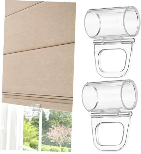 FELTECHELECTR 2 Pezzi Maniglie per Rullo per Tende in Plastico, Clip Tende per Finestre Senza Fili, Fissaggio Affidabile e Design Invisibile per Case e Hotel