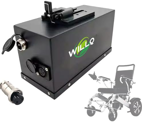 WILLQ Batteria di Ricambio Rimovibile al Litio per Sedia a rotelle elettrica 24V 10AH 15AH 18AH 20AH 25AH 30AH, da installare sotto Il Sedile per deambulatore Elettrico.,24v25ah