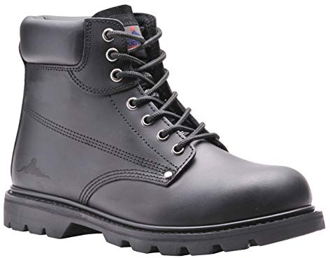 Portwest FW16 Steelite Rahmengenähter Sicherheitschnürstiefel Rutschhemmend | Schwarz, 44, SBP EN ISO 20345, Polyester, Schützende Stahlkappe, Rutschfest, Atmungsaktiv, Wattiert, Bau