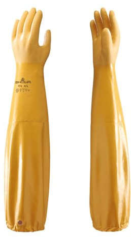 SHOWA 772 Extra Long 65cm Waterproof Chemical Resistant Nitrile Gauntlet Gloves with Elasticated Cuff