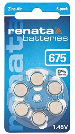 Renata Hearing Aid PR44 ZA 675 Lot de 6 Piles Bouton Zinc-air 660 mAh 1,4 V