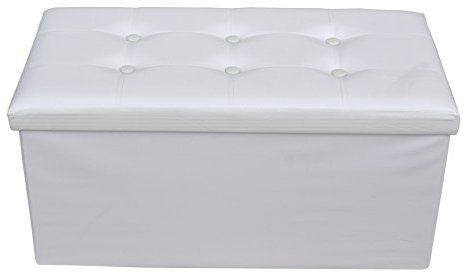 Rebecca Mobili Puff contenitore poggiapiedi moderno, seduta sedia bianca, arredamento casa salotto, living - Misure 38 x 76 x P 38 cm (HxLxP) - Art. RE4620