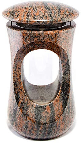 Afterglow Massive Grablampe Deluxe aus echtem Granit Granit Gneis Barap Halmstad Höhe 26 cm/Ø 15 cm cm Grableuchte Grablicht Grablampe Granitlampe Granitlaterne Bronze mit Sockel Grabschmuck