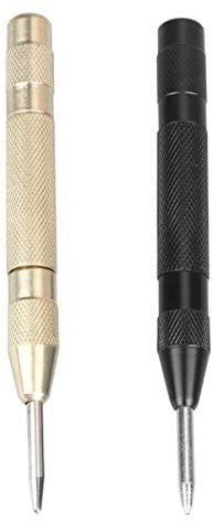 2 Piezas Punzón Central Automático de 5 pulgadas Punta de trazar para metal de punzon automatico de ajustable para metal o madera ( y dorado)