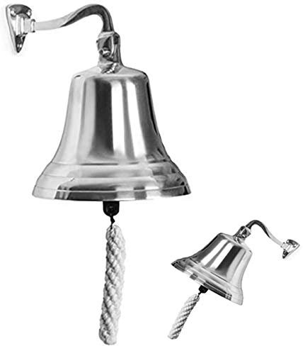 Große Schiffsglocke, 17,8 cm, verchromt, Wandmontage, Glocke für Kneipen und Hausbars, rustikale Vintage-Heimdekoration, Geschenke