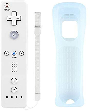 Atopoo Wii - Telecomando di ricambio per Nintendo Wii / Wii U, con custodia in silicone e cinturino da polso (bianco)
