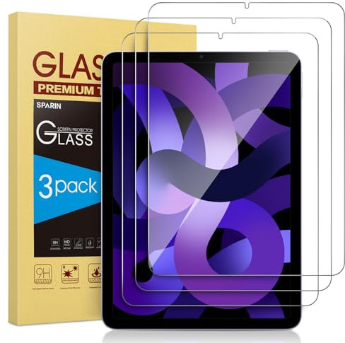 SPARIN 3 Stück Folie für iPad Air 5 und iPad Air 4, 9H Härte Gehärtetes Glas Schutzfolie für iPad Air 5. Generation 2022 / iPad Air 4. Generation 2020, 10,9 Zoll