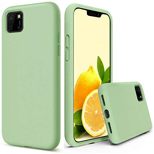 Leton-IT Hülle für Huawei Y5P 2020, Handyhülle für Huawei Y5P 2020 Flüssiges Silikon mit Weicher Mikrofaser Stoff Futter Ultra Slim TPU Gel Schutzhülle Cover Case Grün